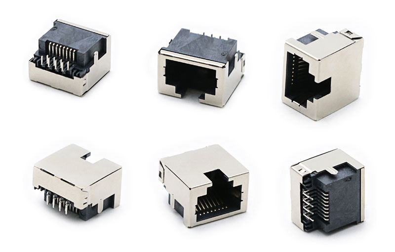 RJ45 SMT 8P8C 黑色膠芯 沉板3.0mm